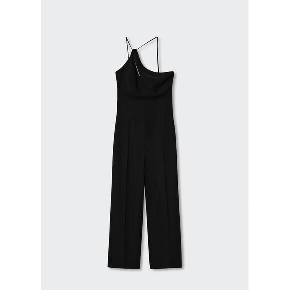 MANGO Asymmetrical Long Black Jumpsuit Size Small - Picture 1 of 15